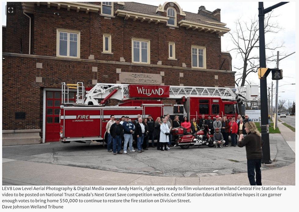 andy harris with volunteers at welland central fire hall